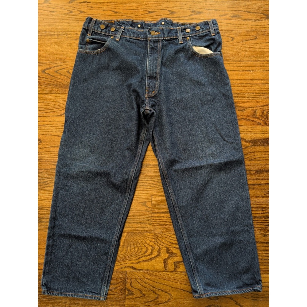 Vntg  NWOT Prison Blue Jeans Carpenter Men 44X29 PRSN BLU Raw Denim Made in USA